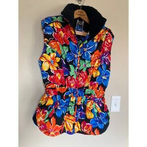 Vintage Obermeyer Ski Vest Floral Sunflower Size 10